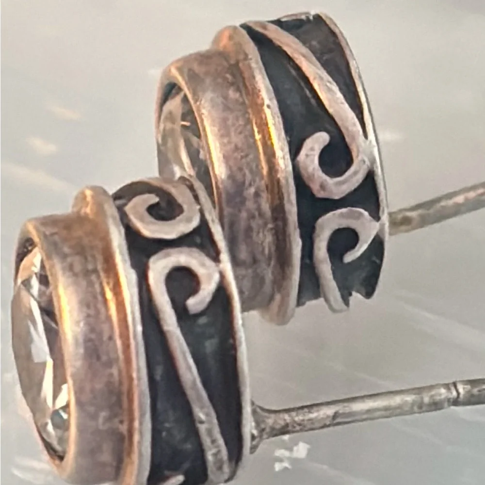 Silpada Sterling Silver and Clear Crystal Stud Earrings - Picture 3 of 4